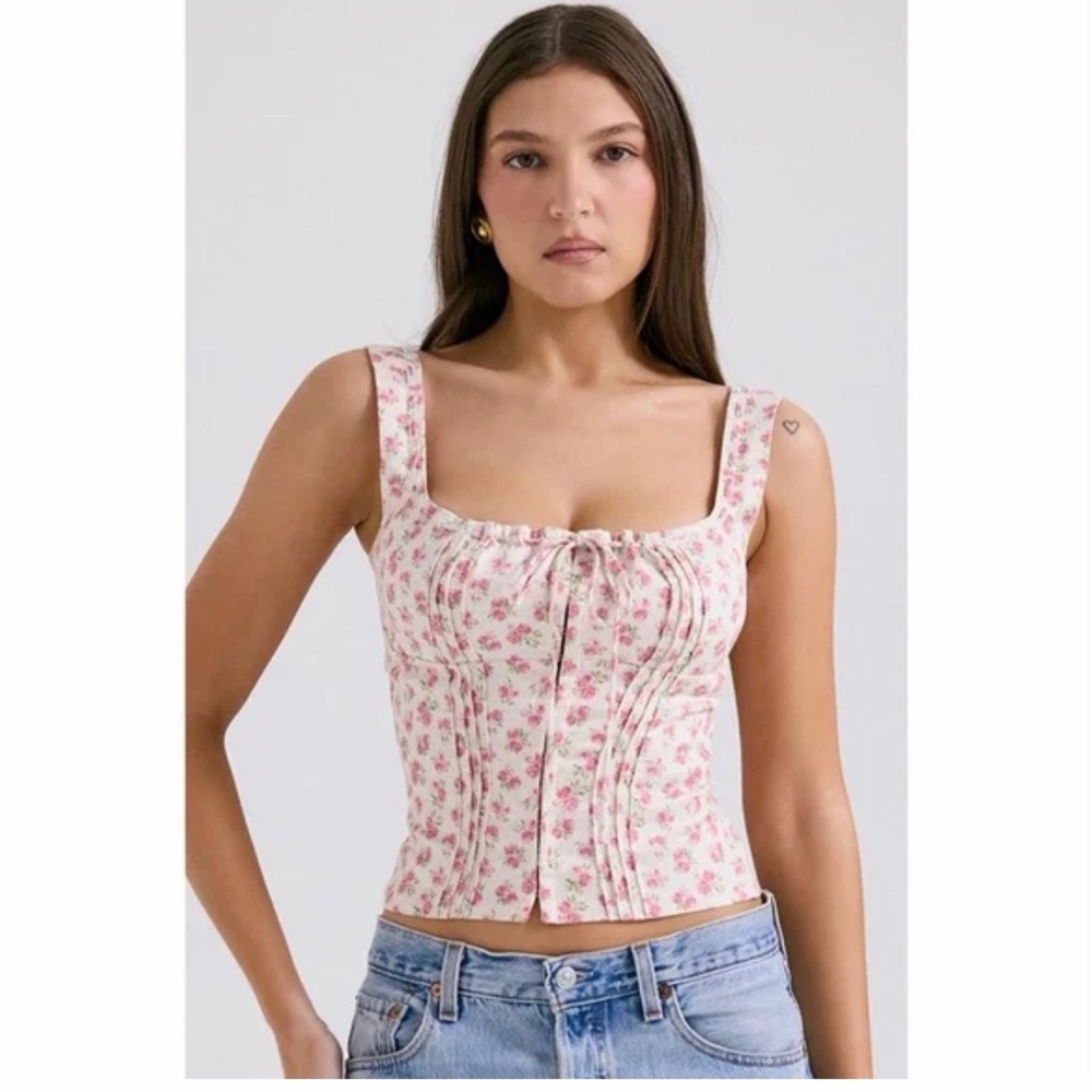 House of CB Pink Floral Crop Top